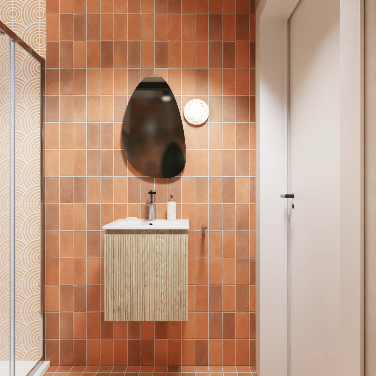 Storke Ribs meuble sous-lavabo suspendu 45 x 35 cm chêne brut