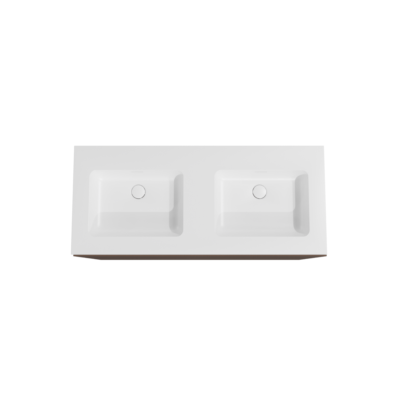 Storke Edge staand badmeubel 120 x 52 cm notenhout met Mata dubbele wastafel in solid surface mat wit