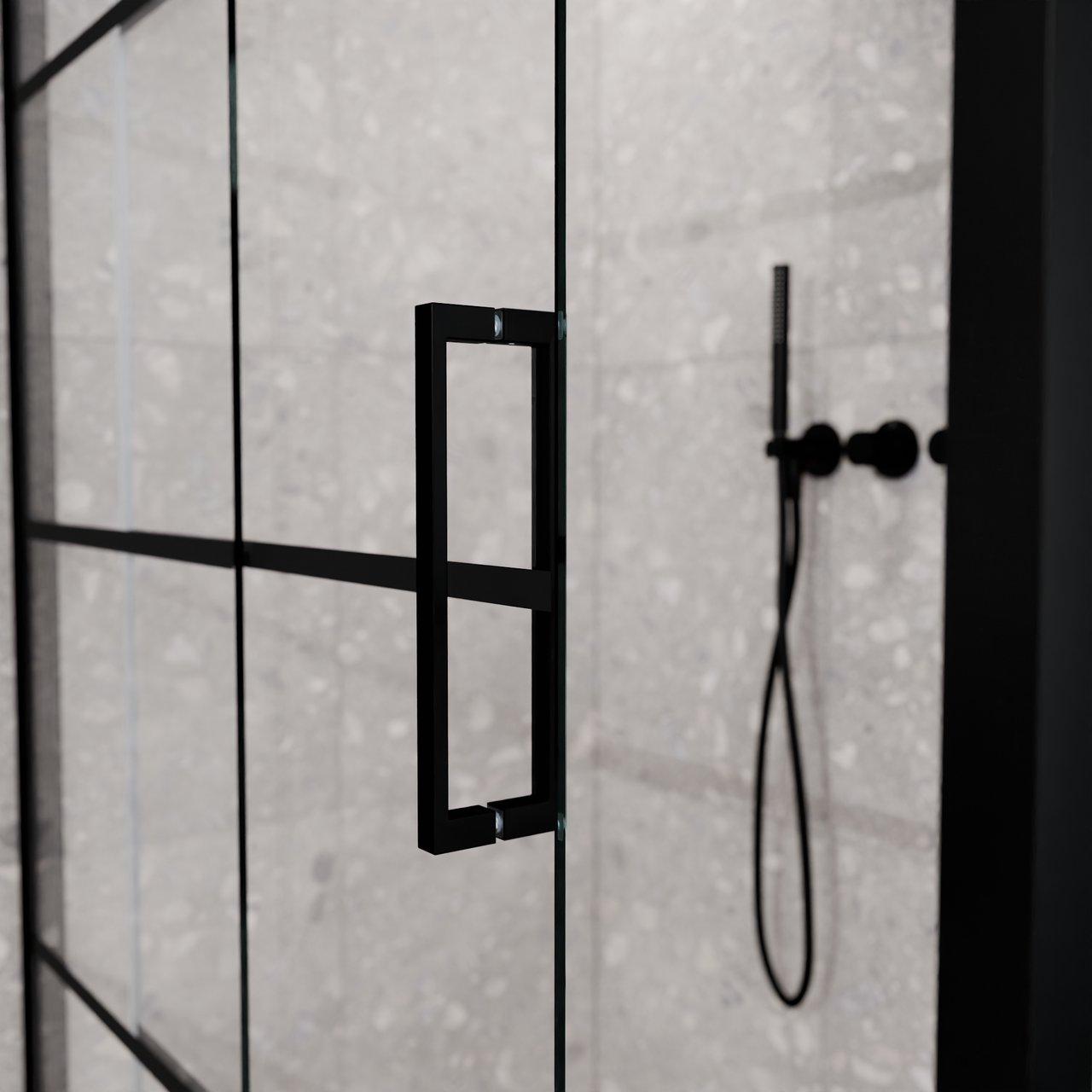 Balmani Senses Design Eckdusche: Schiebetür (Links) mit fixierte Seitenwand, 160 x 80 cm, Lined, Profil Schwarz matt, inklusive Coating