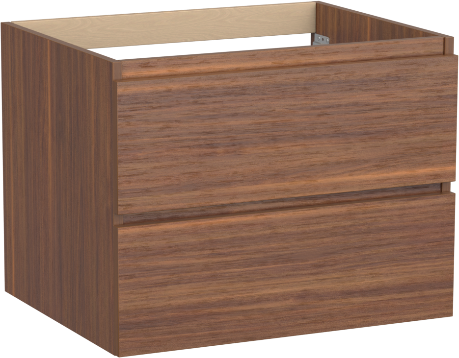 Balmani Lucida hängender Waschbeckenunterschrank: 67,5 x 55 cm, Amerikanischer Nussbaum, 2 Schubladen