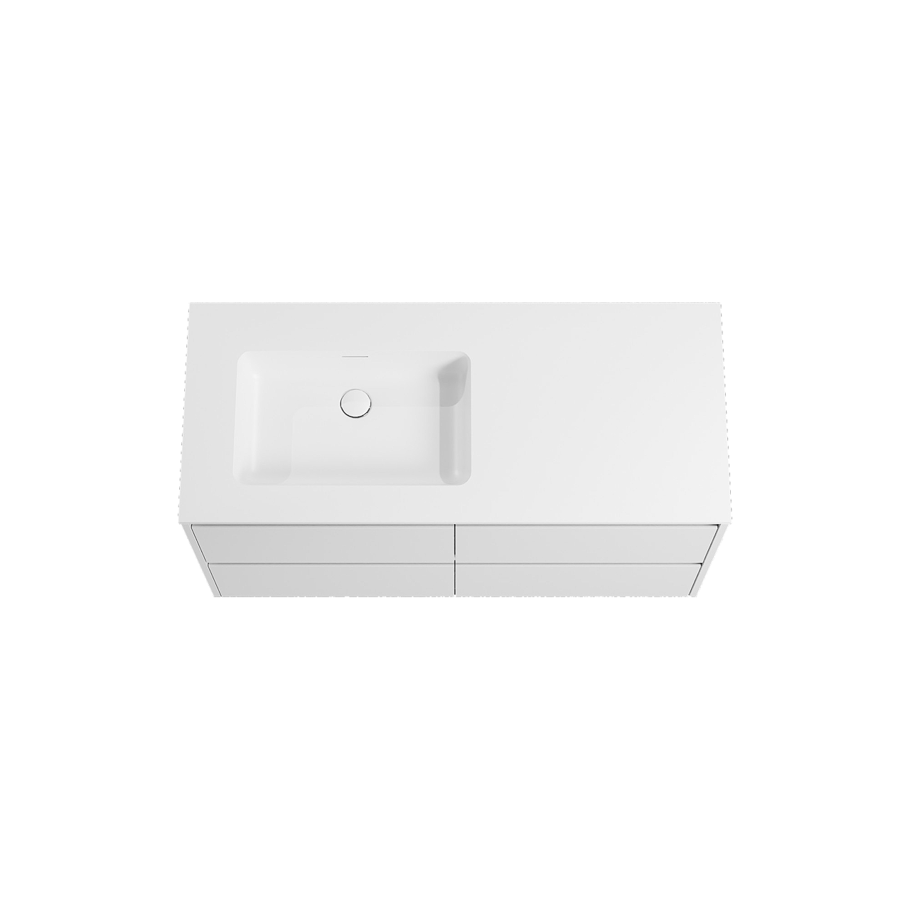 Storke Seda hängendes Möbelstück Set: 120 x 52 cm, Weiß matt, mit Mata Waschtisch links, Solid Surface Weiß matt