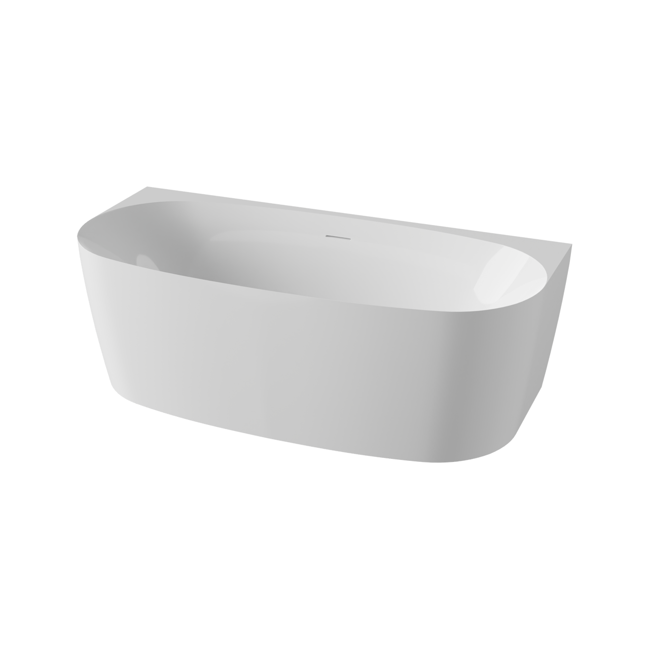 Luca Varess Sutilo Ovale halb freistehende Badewanne: 170 x 75 cm Acryl, Weiß Glänzend