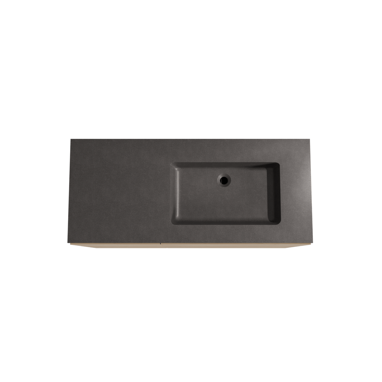 Storke Edge staand badmeubel 120 x 52 cm ruw eiken met Scuro asymmetrisch rechtse wastafel in kwarts mat zwart