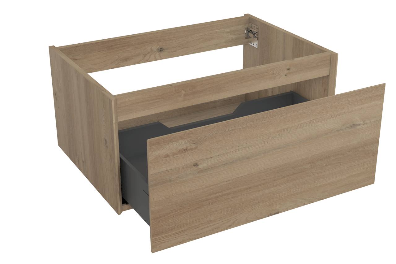 Storke Edge hängender Waschbeckenunterschrank: 75 x 52 cm, Eiche rustikal, 1 Schublade