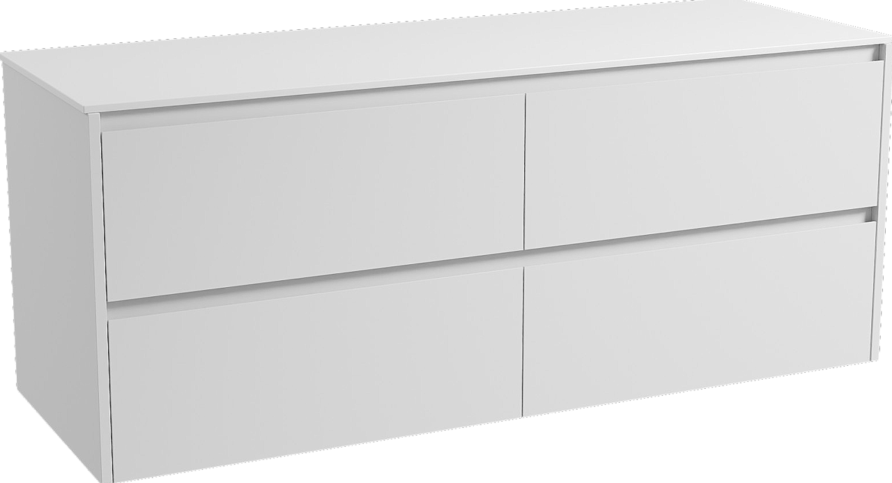 Storke Seda meuble salle de bains suspendu 150 x 52 cm blanc mat avec Tavola tablette simple ou double en solid surface blanc mat