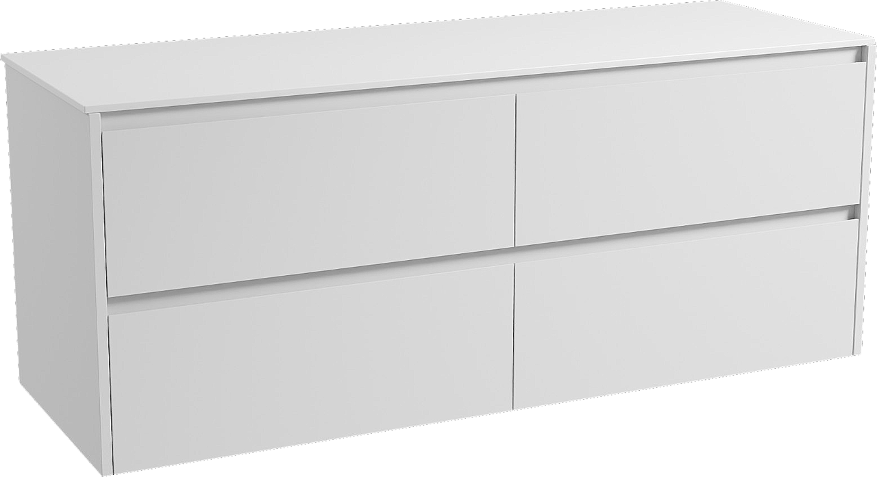 Storke Seda meuble salle de bains suspendu 150 x 52 cm blanc mat avec Tavola tablette simple ou double en solid surface blanc mat