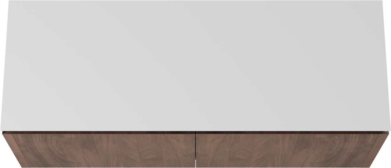 Balmani Eclips hängendes Möbelstück Set: 150 x 55 cm, Amerikanischer Nussbaum, mit Eclips Einzel- oder Doppel Waschtischplatte Solid Surface Weiβ matt