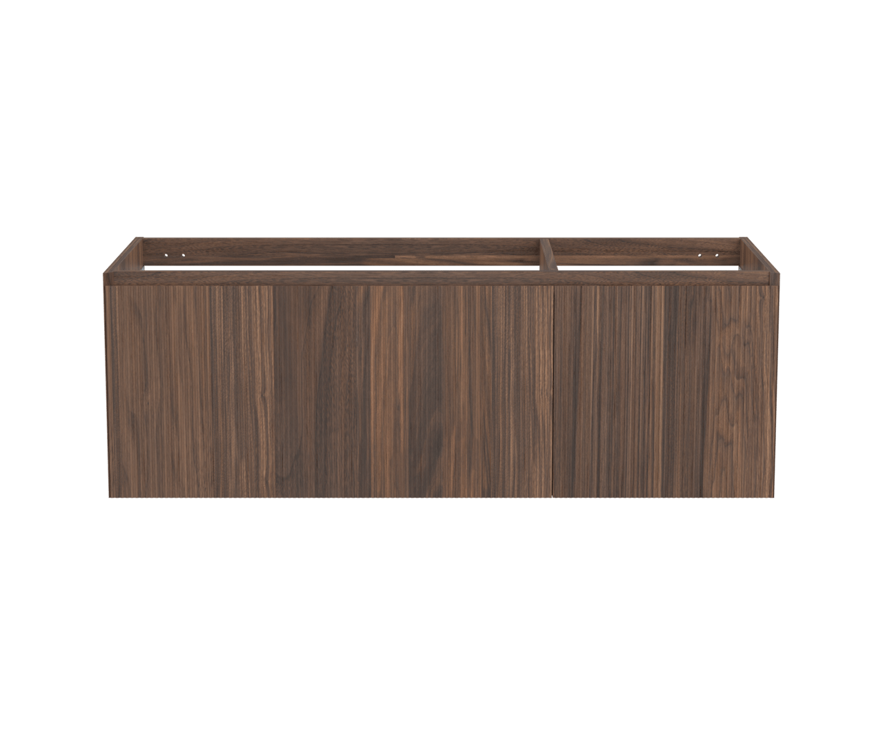 Balmani Fila hängender Waschbeckenunterschrank: 135 x 55 cm, asymmetrisch links, Nussbaum, Furnierholz, 4 Schubladen