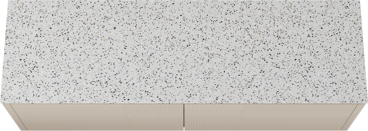 Balmani Eclips meuble salle de bains suspendu 180 x 55 cm Sandbeige avec Stretto tablette simple ou double en Bianco Nero Terrazzo, Nervure droite symétrique verticale