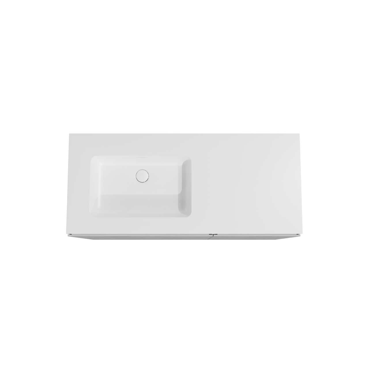 Storke Edge freistehendes Möbelstück Set: 120 x 52 cm, Beton dunkelgrau, mit Mata Waschtisch links, Solid Surface Weiß matt