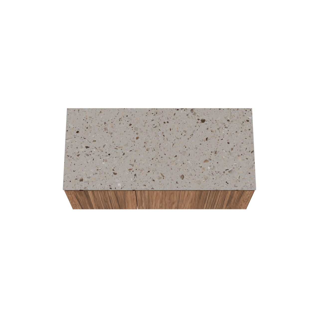Balmani Fila meuble salle de bains suspendu 120 x 55 cm noyer avec Stretto tablette simple ou double en terrazzo greige terrazzo, Nervure droite symétrique verticale
