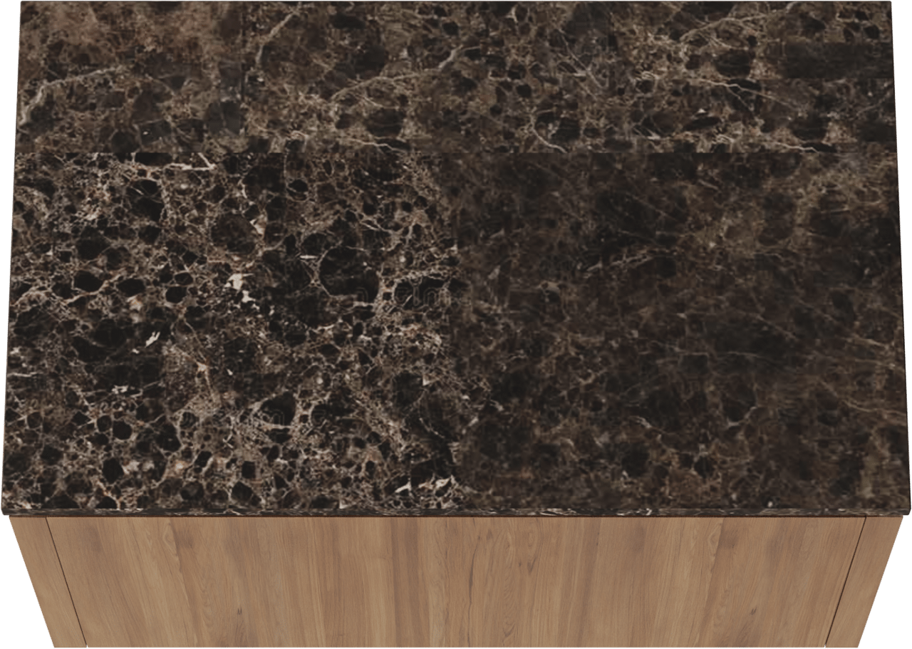 Balmani Eclips hängendes Möbelstück Set: 90 x 55 cm, Teak, mit Stretto Einzel Waschtischplatte Marmor Dark Emperador