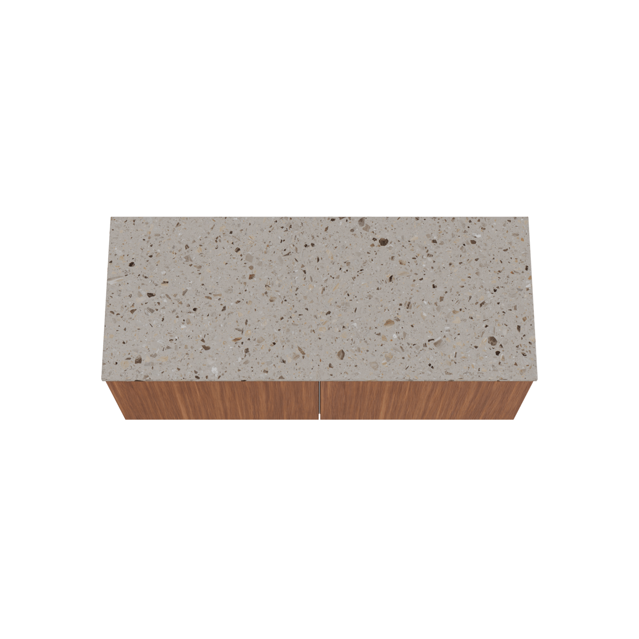 Balmani Sfera meuble salle de bains suspendu 135 x 55 cm noyer américain avec Stretto tablette simple ou double en terrazzo greige terrazzo
