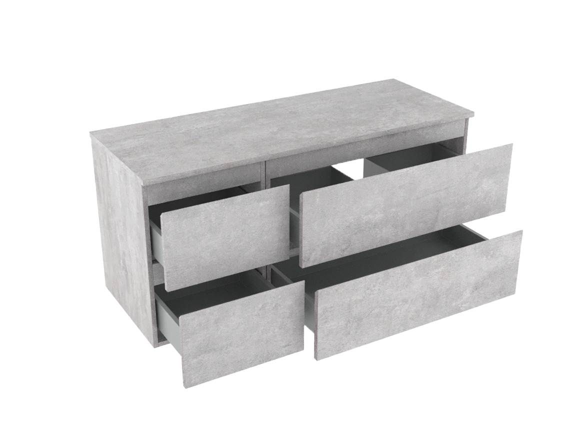 Linie Lado hängendes Möbelstück Set: 120 x 46 cm, Beton dunkelgrau, mit Lado Einzel- oder Doppel Waschtischplatte, Melamin Beton dunkelgrau