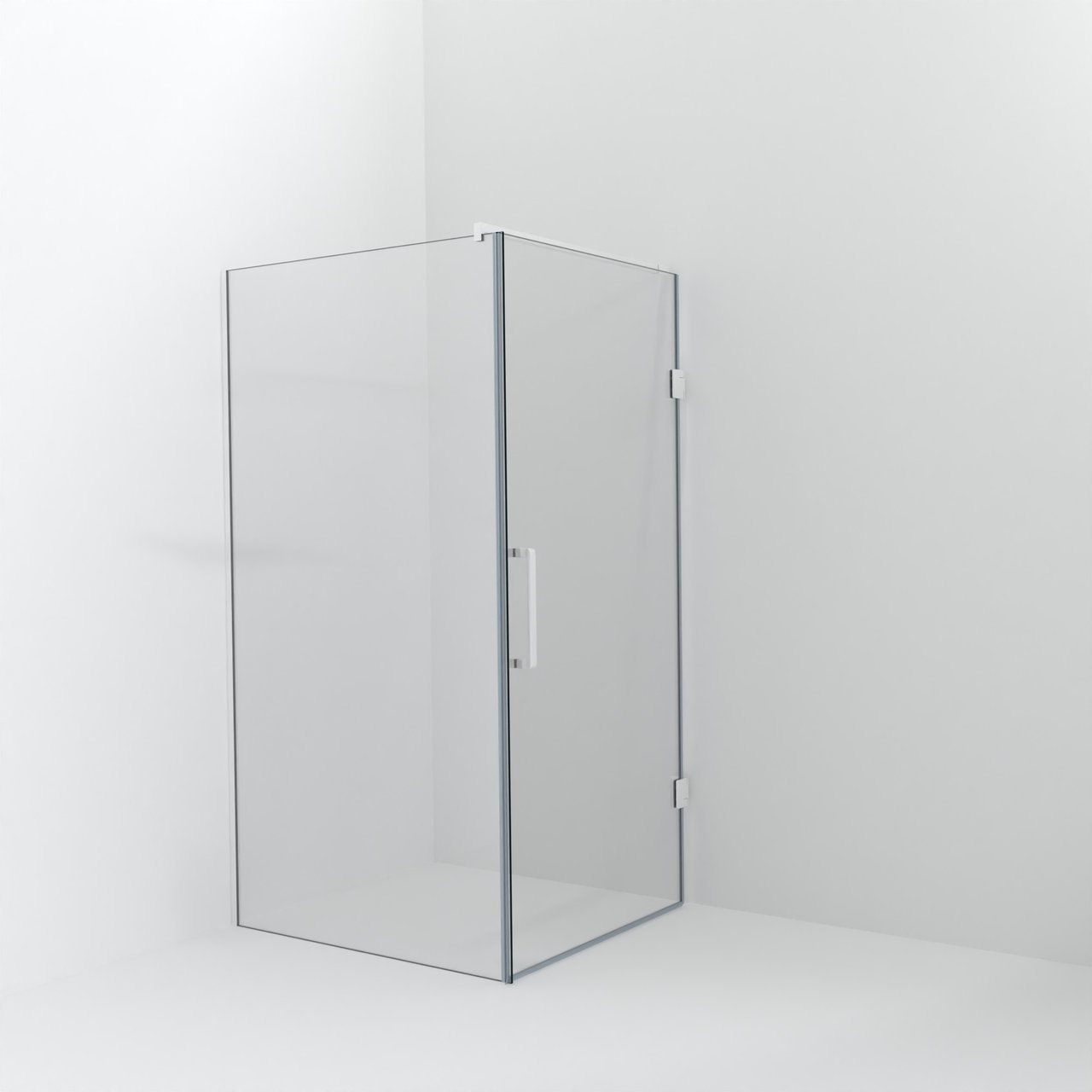 Balmani Modular douche à l'italienne avec porte: 110 x 200 cm avec porte 100 cm, Verre transparent, Profil Blanc mat
