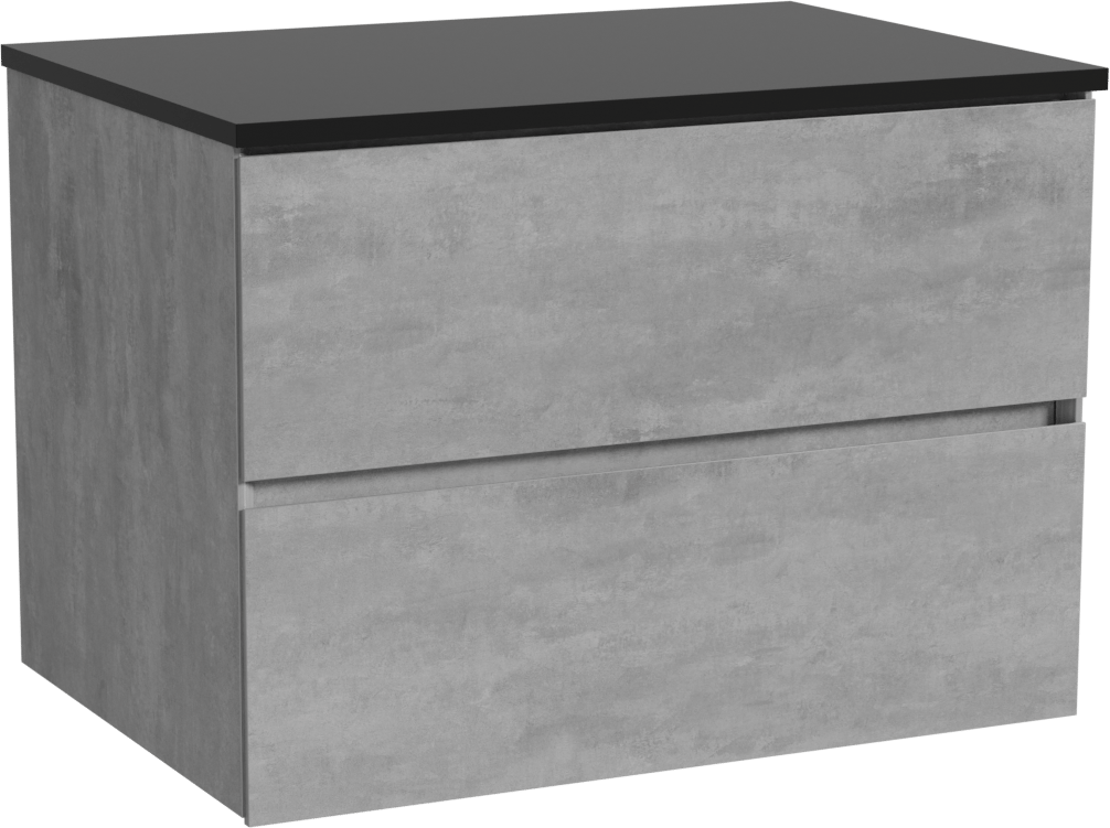 Storke Edge meuble salle de bains suspendu 75 x 52 cm béton gris foncé avec Panton tablette simple en mdf enduit de poudre noir mat