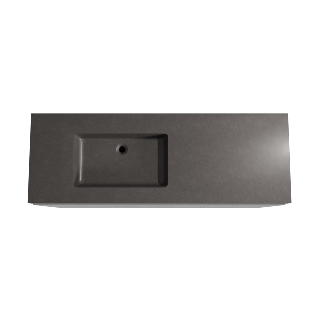 Storke Edge meuble salle de bains à poser 150 x 52 cm béton gris foncé avec Scuro High vasque asymétrique gauche en quartz noir mat