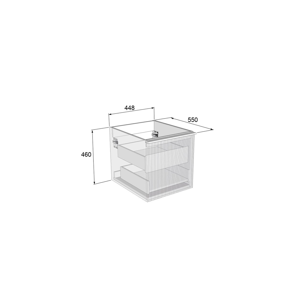 Balmani Forma zwevende wastafelonderkast 45 x 55 cm natuur eik 2 lades vert. sym. groef