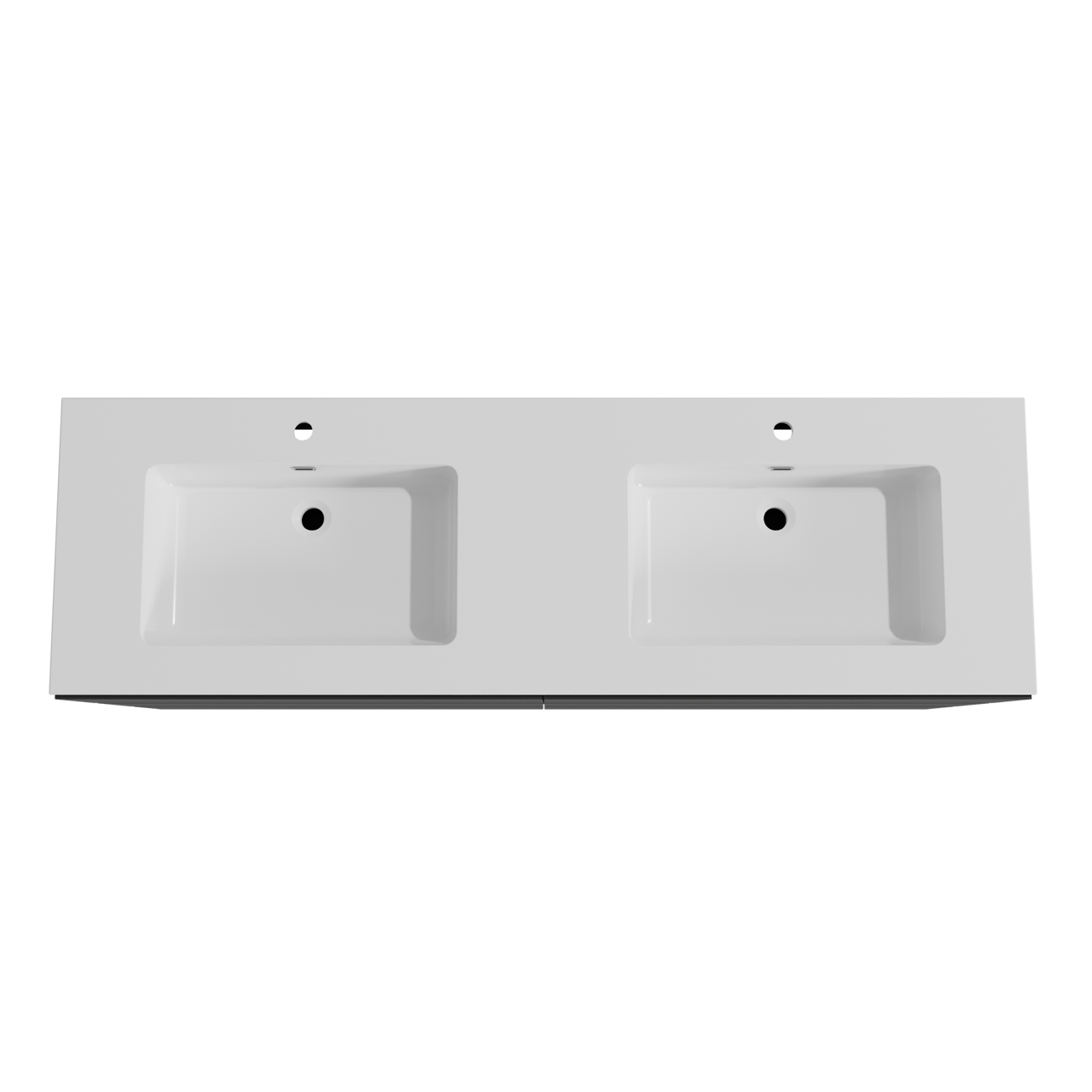 Storke Edge meuble salle de bains à poser 170 x 52 cm noir mat avec Diva double vasque en marbre composite blanc brillant