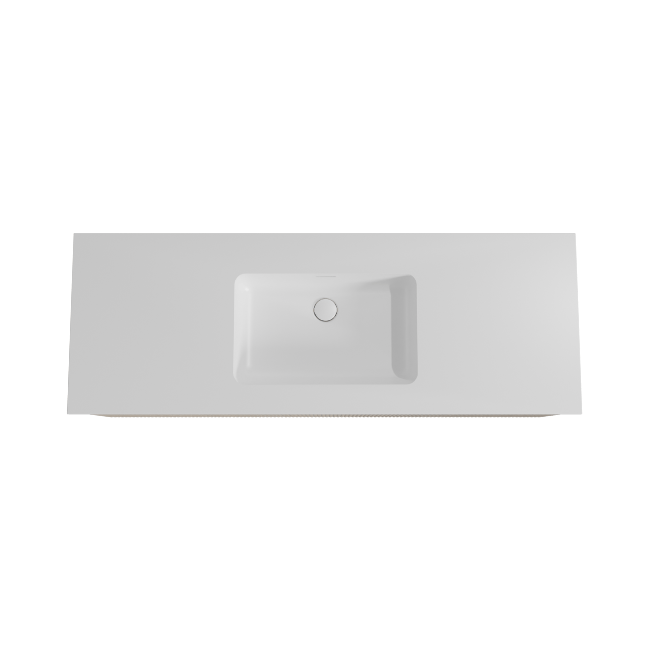 Storke Ribs hängendes Möbelstück Set: 145 x 52 cm, Rohe Eiche, mit Mata Einzelwaschtisch, Solid Surface, Weiß matt, Vertikale symmetrische gerade Rippe