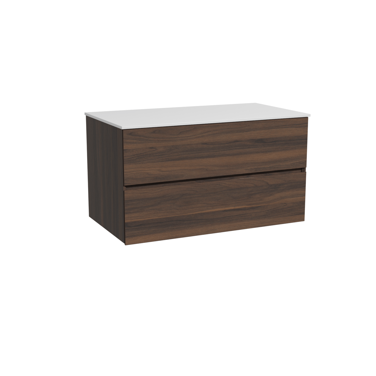 Storke Edge zwevend badkamermeubel 95 x 52 cm notelaar met Tavola enkel tablet in solid surface mat wit