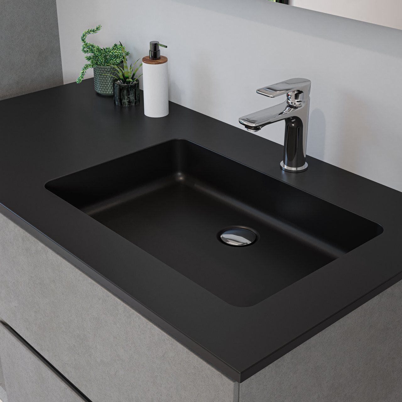 Storke Scuro Waschtisch, rechts, Quarz matt, 100 x 52 cm