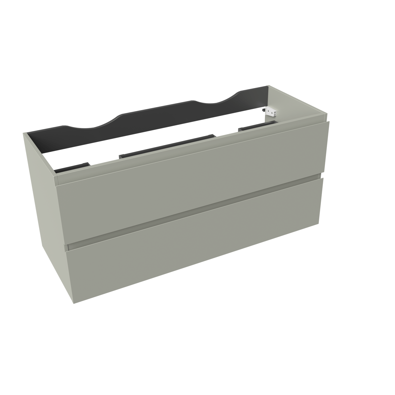 Linie Lado hängender Waschbeckenunterschrank: 120 x 46 cm, Greige, 2 Schubladen