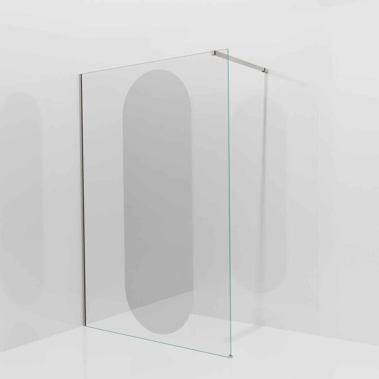 Balmani Modular Walk-In Dusche: 140 x 200 cm, Reflex-Spiegelglas Oval, Profil Brushed CoolMetal