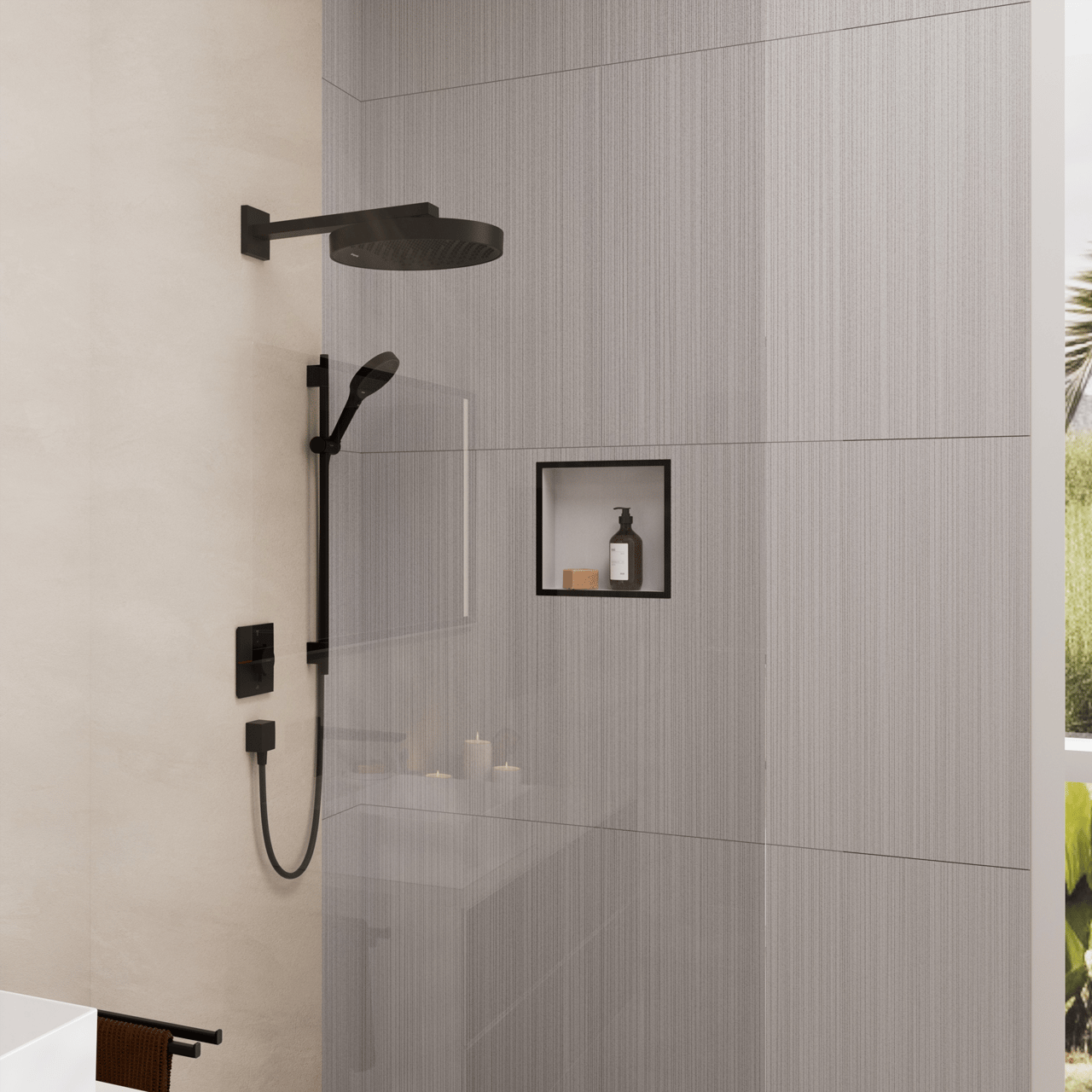 Hansgrohe Showerselect Comfort E thermostat de douche encastré 2 évacuations noir mat