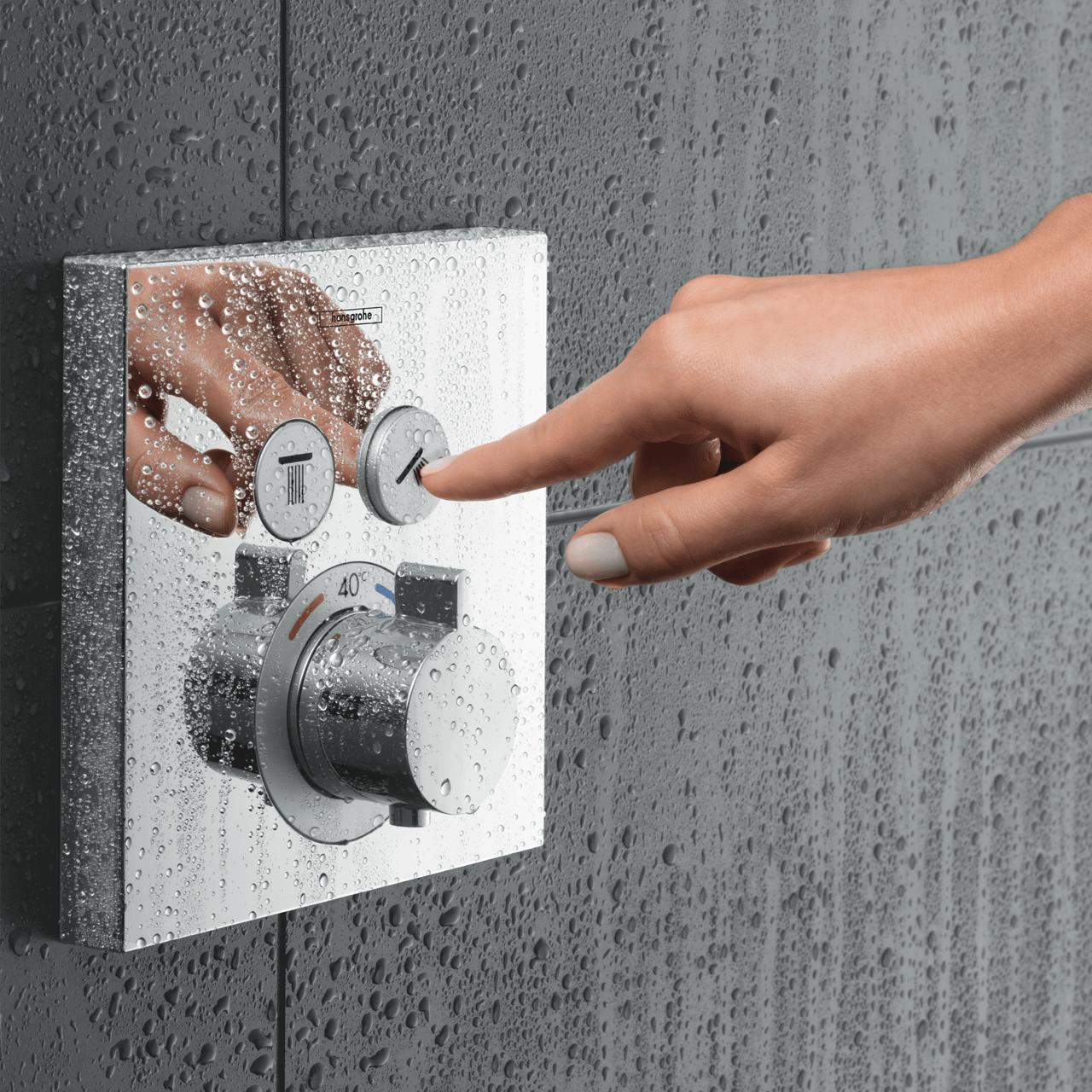 Hansgrohe Showerselect S Square Thermostat-Duscharmatur: Unterputz, für 2 Verbraucher, Chrom glänzend