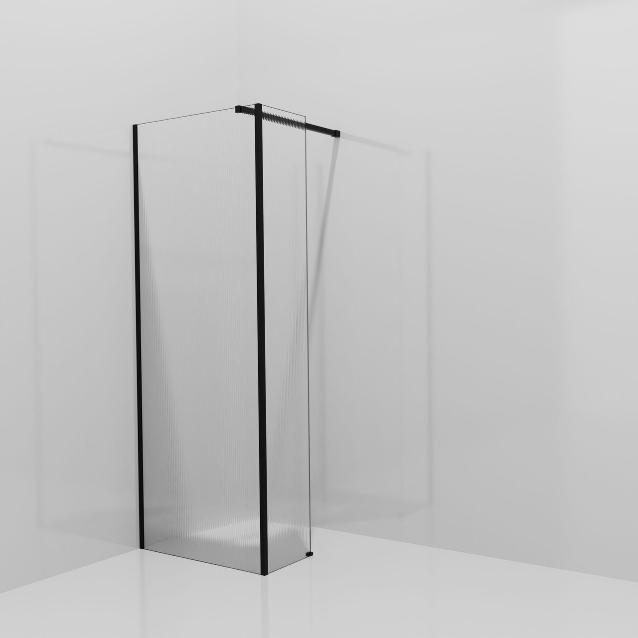 Balmani Modular douche à l'italienne avec paroi latérale fixe: 80 x 200 cm, Ribs, avec coating, Profil Noir mat