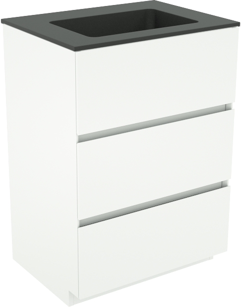 Storke Edge staand badmeubel 60 x 46 cm mat wit met Scuro enkele wastafel in kwarts mat zwart