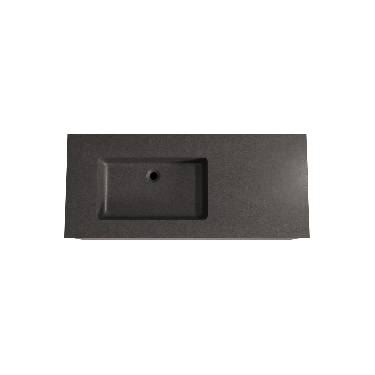 Storke Ribs zwevend badmeubel 120 x 52 cm notenhout met Scuro asymmetrisch linkse wastafel in kwarts mat zwart, Verticale symmetrische rechte ribbel