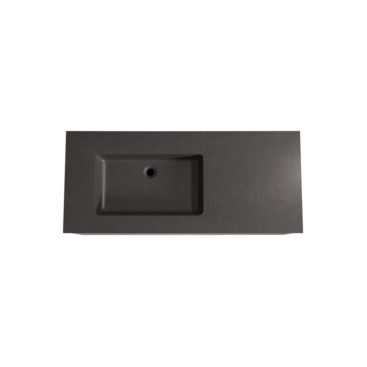 Storke Ribs zwevend badmeubel 120 x 52 cm notenhout met Scuro asymmetrisch linkse wastafel in kwarts mat zwart, Verticale symmetrische rechte ribbel