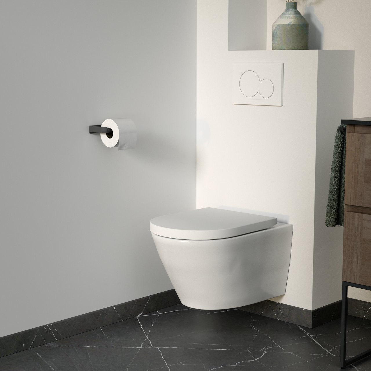 Luca Varess Calibro hangend toilet Hoogglans Wit randloos met medio wc-bril