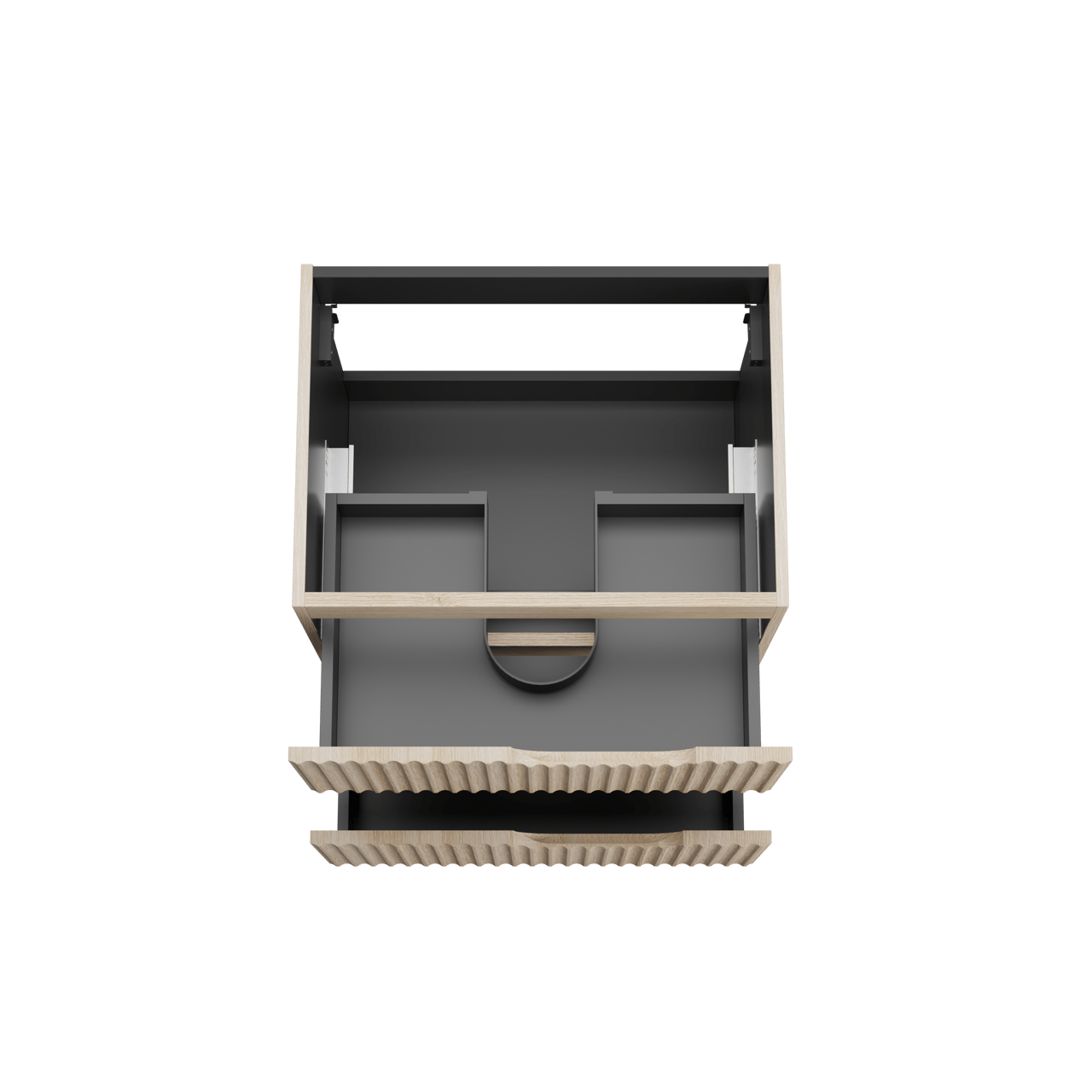 Linie Ribbo meuble sous-vasque suspendu 60 x 46 cm chêne clair 2 tiroirs