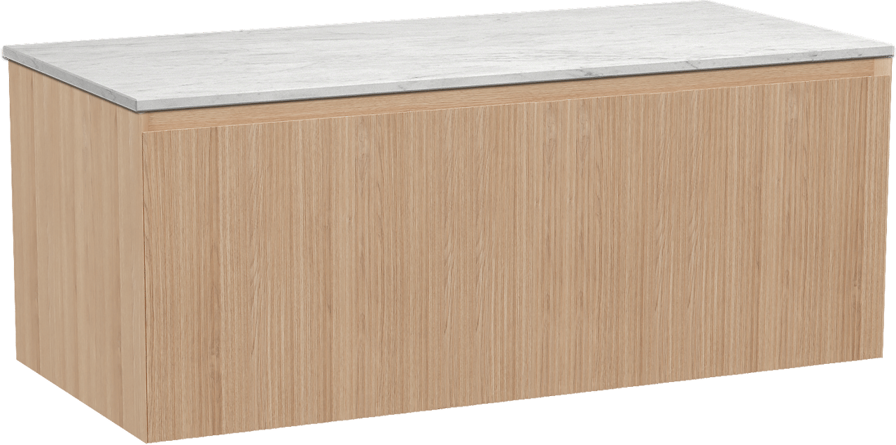 Balmani Fila meuble salle de bains suspendu 120 x 55 cm chêne naturel avec Stretto tablette simple ou double en marbre carrare, Nervure droite symétrique verticale