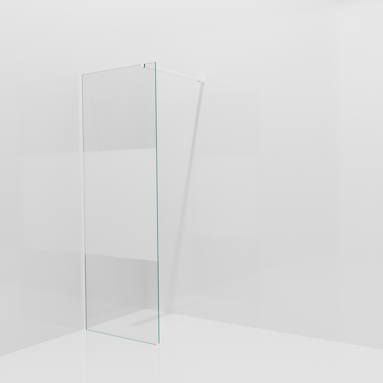 Balmani Modular inloopdouche: 80 x 200 cm, Helder glas met matte strook, Mat witte profielen