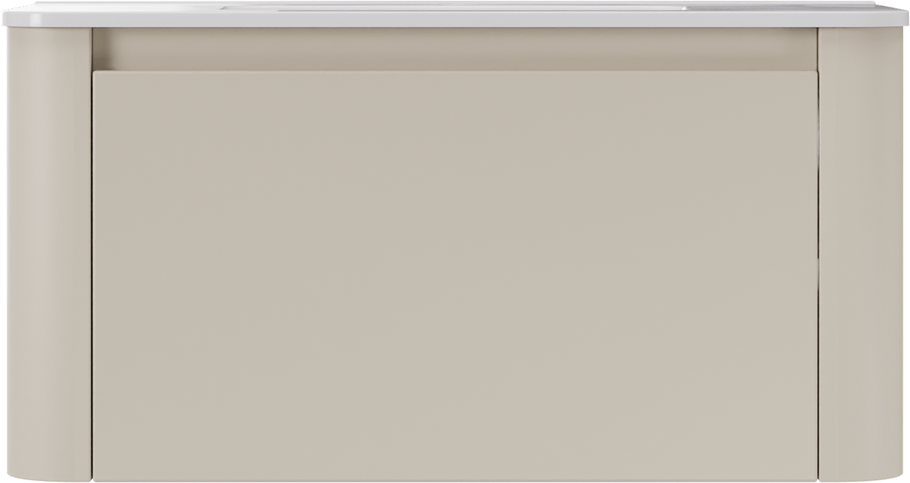 Storke Soft meuble salle de bains suspendu 100 x 46 cm Sand mat avec Kera Soft plan simple en porcelaine blanc brillant