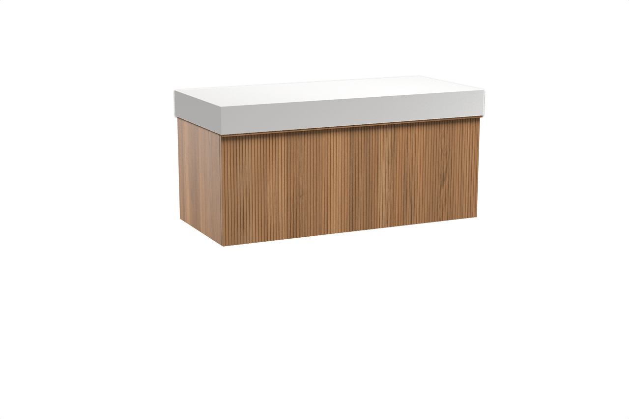 Balmani Forma Badmöbel Set mit Dominus Waschtischplatte für Aufsatzwaschbecken