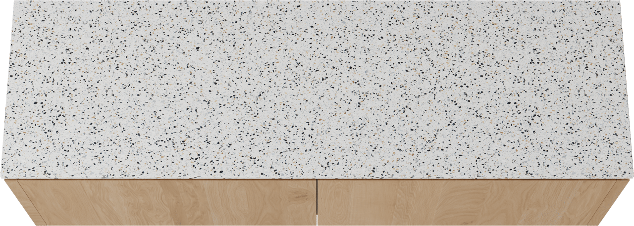 Balmani Eclips zwevend badkamermeubel 180 x 55 cm Natuur eik met Stretto enkel of dubbel tablet in Bianco Nero Terrazzo