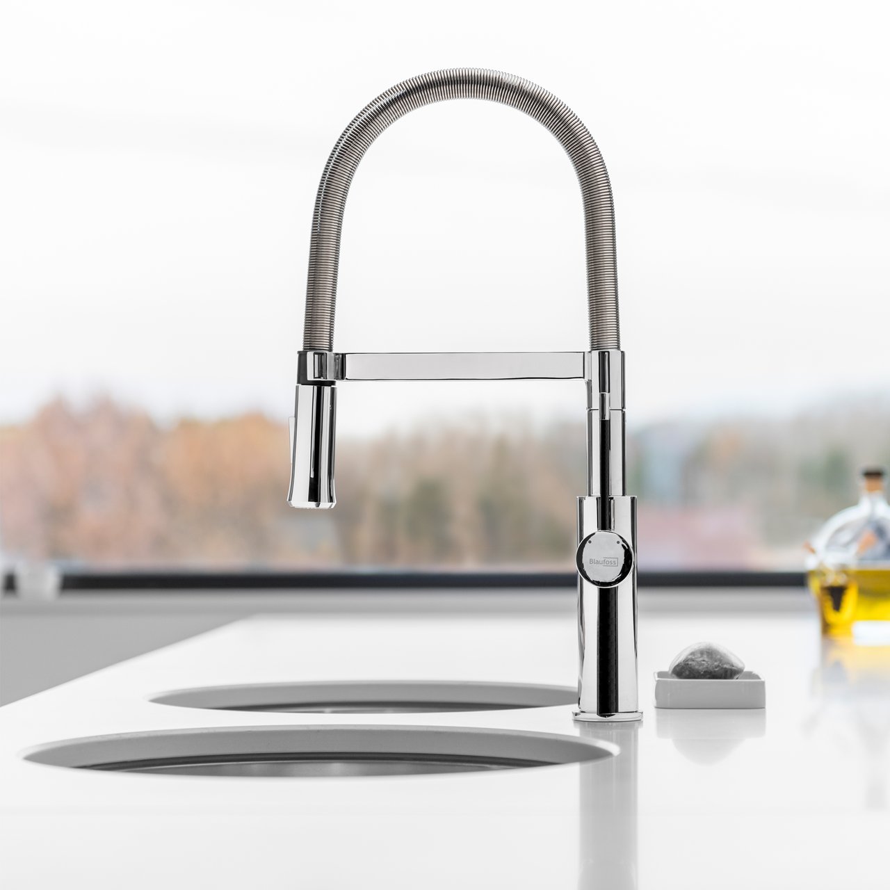 Blaufoss Stidge Küchenarmatur mit ausziehbarer Handbrause: Chrom glänzend