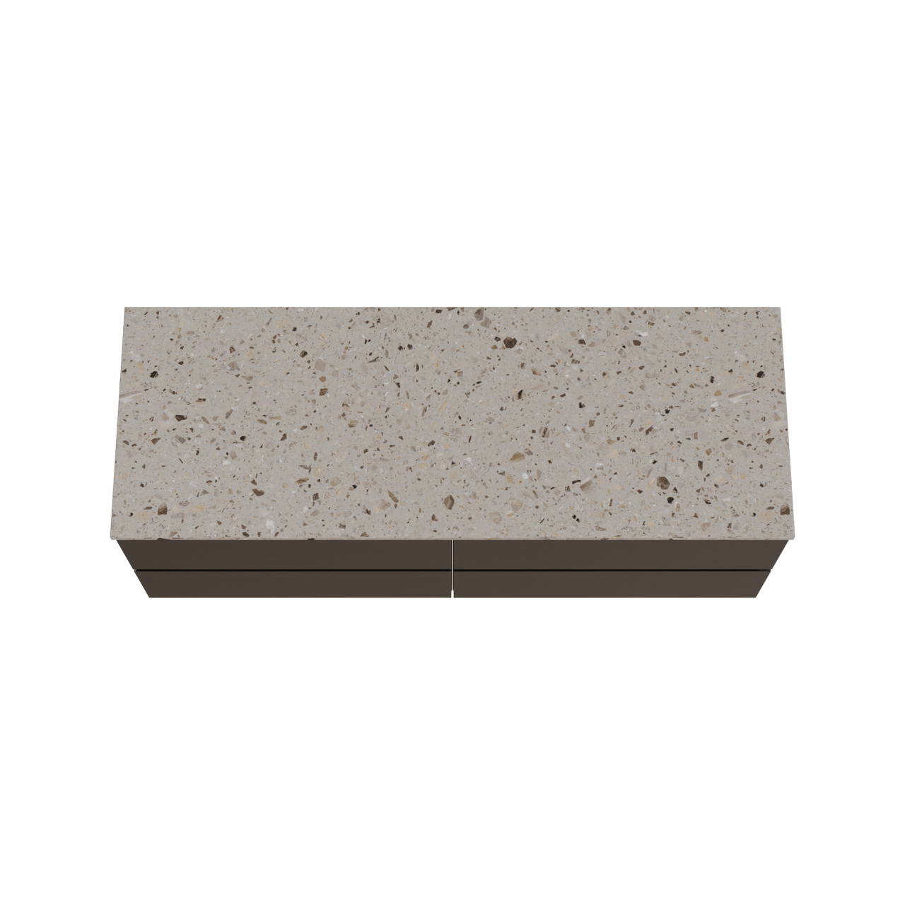 Balmani Lucida hängendes Möbelstück Set: 150 x 55 cm, Schwarze Eiche, mit Stretto Einzel- oder Doppel Waschtischplatte, Terrazzo in Greige