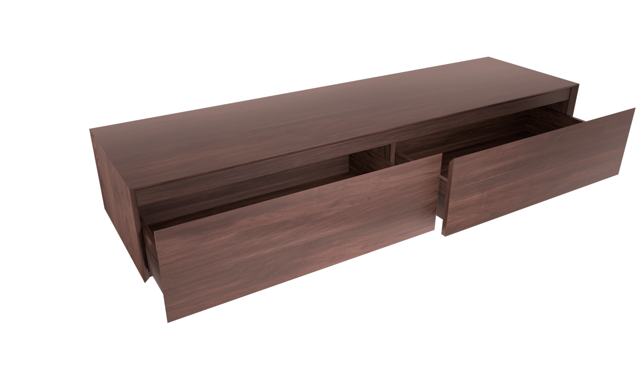 Balmani Mitra Elements hängender Waschbeckenunterschrank: 180 x 50 cm, amerikanischer Nussbaum, 2 Schubladen