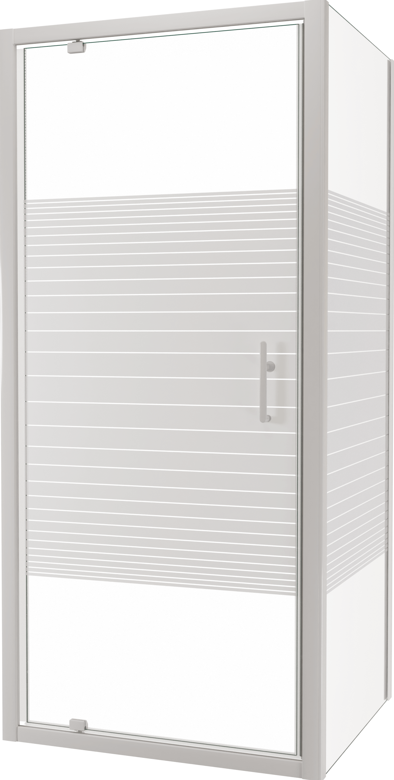 SanyOne Anton paroi de douche avec porte pivotante et paroi latérale fixe, 90 x 80 cm, verre à rayures, profil blanc