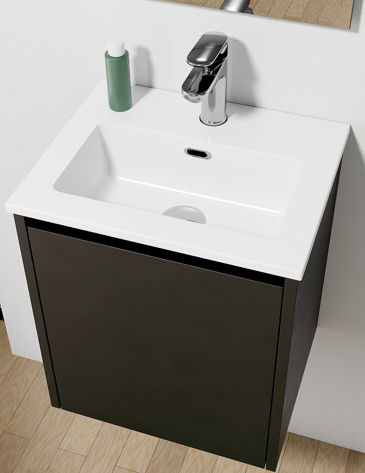 Storke Seda meuble sous-lavabo suspendu 45 x 35 cm Noir Mat porte