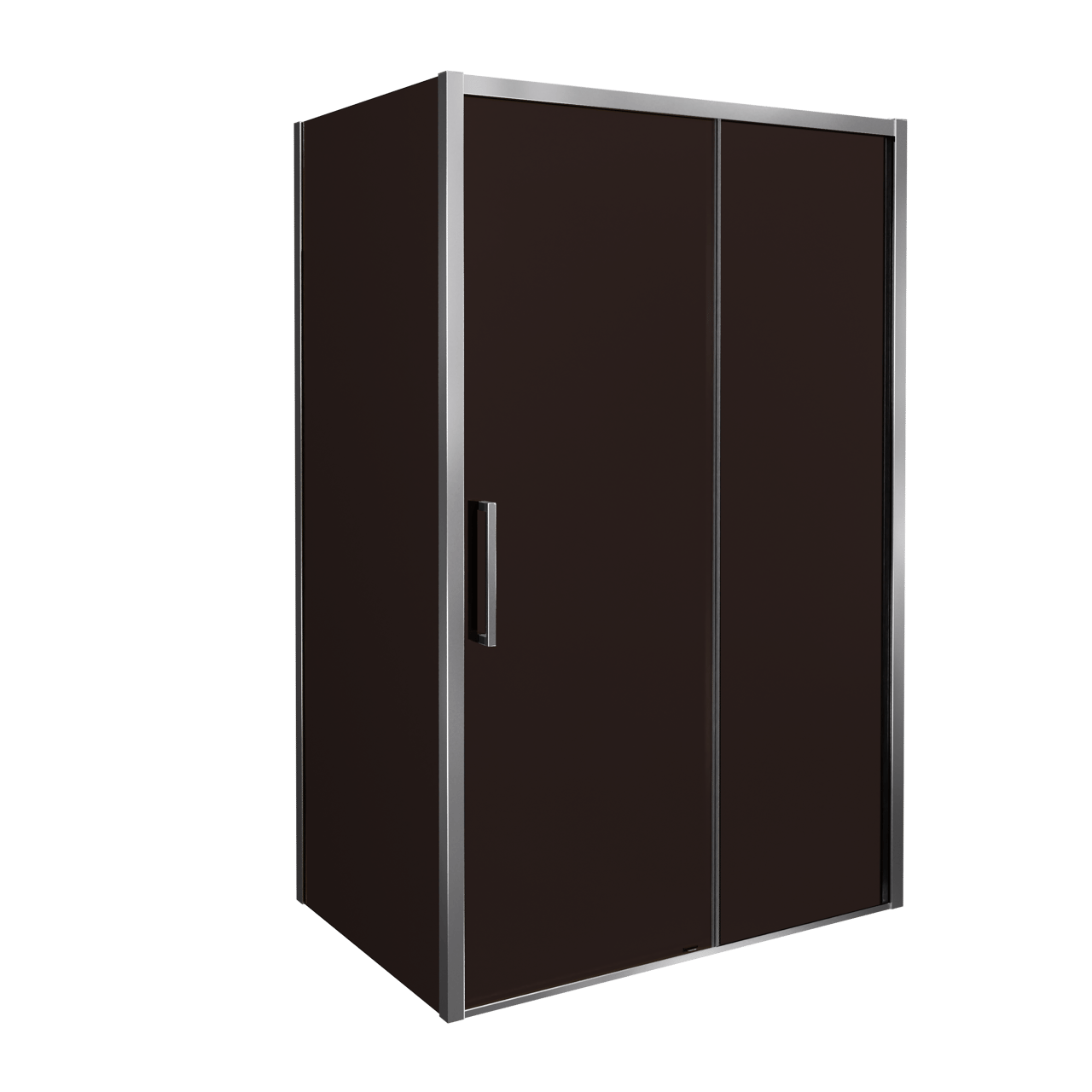 Balmani Senses Design douche d'angle avec porte coulissante à droite et paroi latérale fixe, 120 x 80 cm, Bronze, Profil Chrome brillant