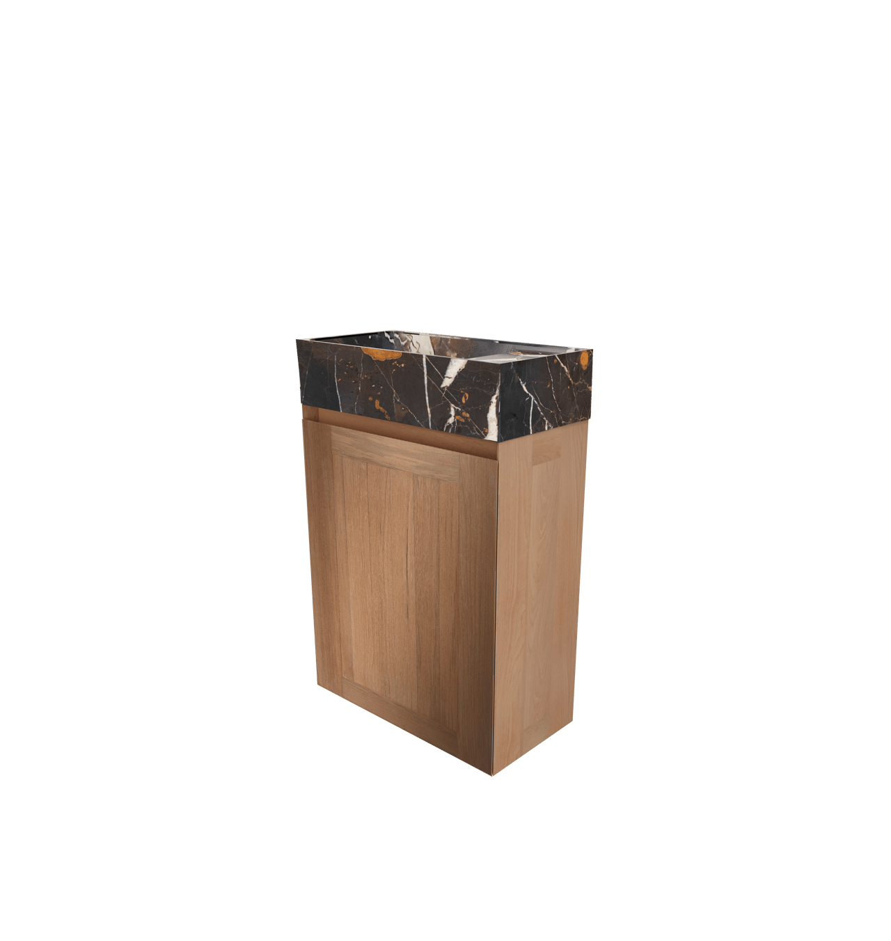 Balmani Mitra zwevend toiletmeubel 42 x 21 cm teak met Dama wastafel in Portoro Gold marmer