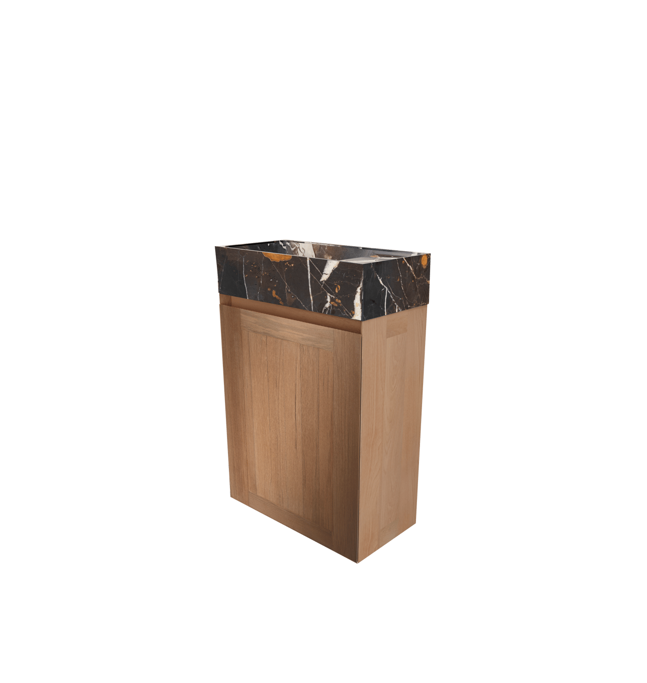 Balmani Mitra meuble wc suspendu 42 x 21 cm teck avec Dama lavabo en marbre Portoro Gold