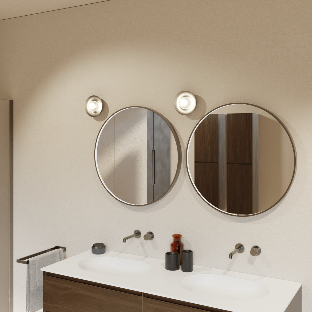 Balmani Secret miroir rond Brushed Gunmetal lumineux et anti-buée Ø 70 cm